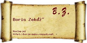 Boris Zekő névjegykártya